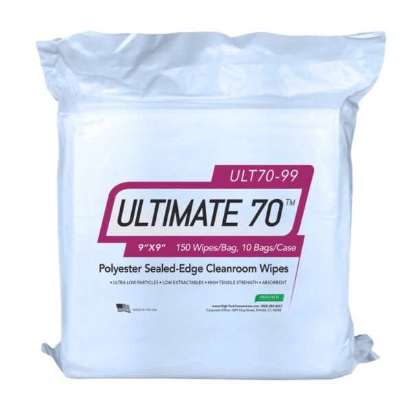 ULTIMATE 70® Polyester Knit Cleanroom Wipes, Sealed-Edges, Heavy Weight (140 GSM)