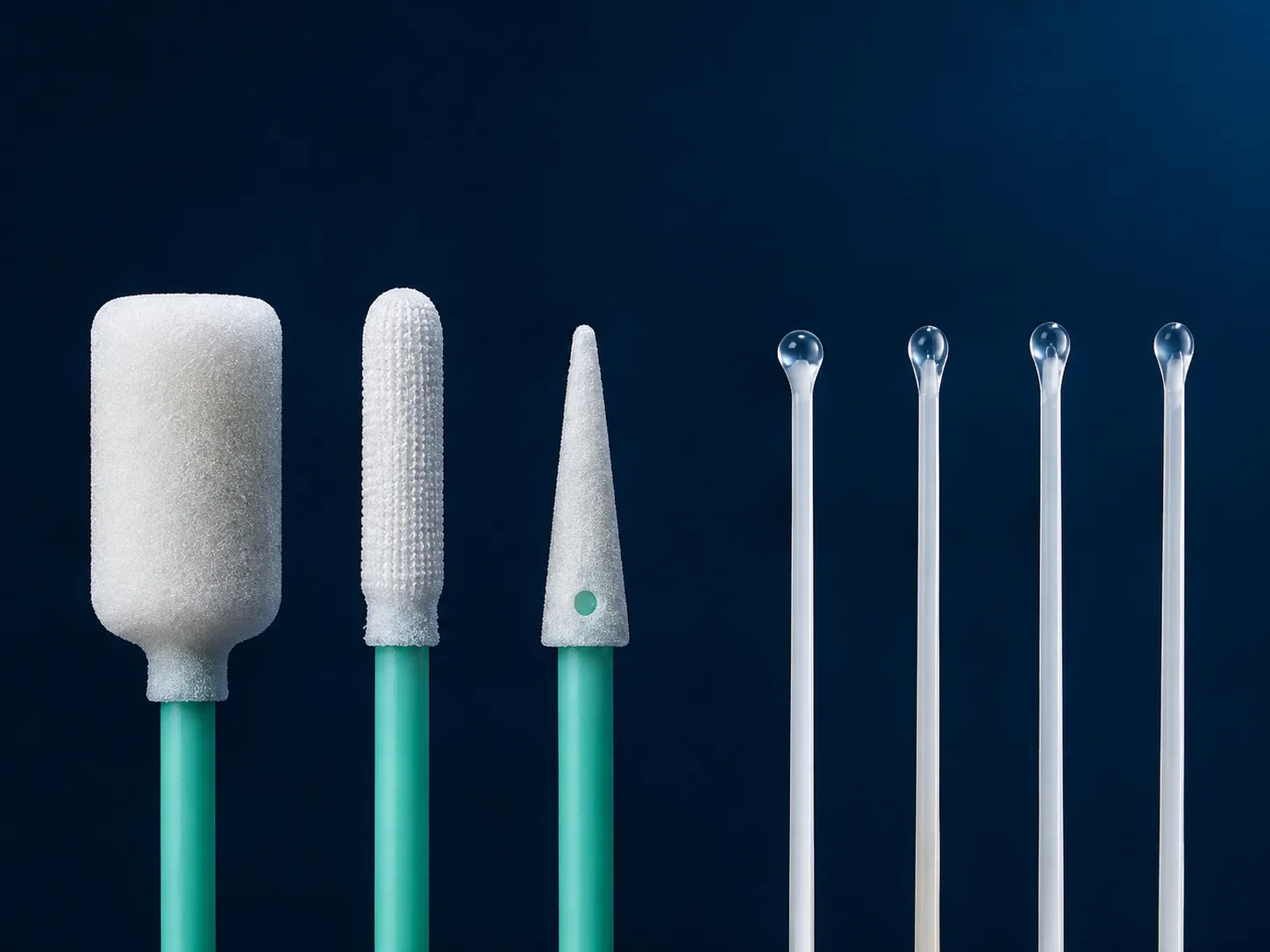 Cleaning swab heads and gel sticky swabs
